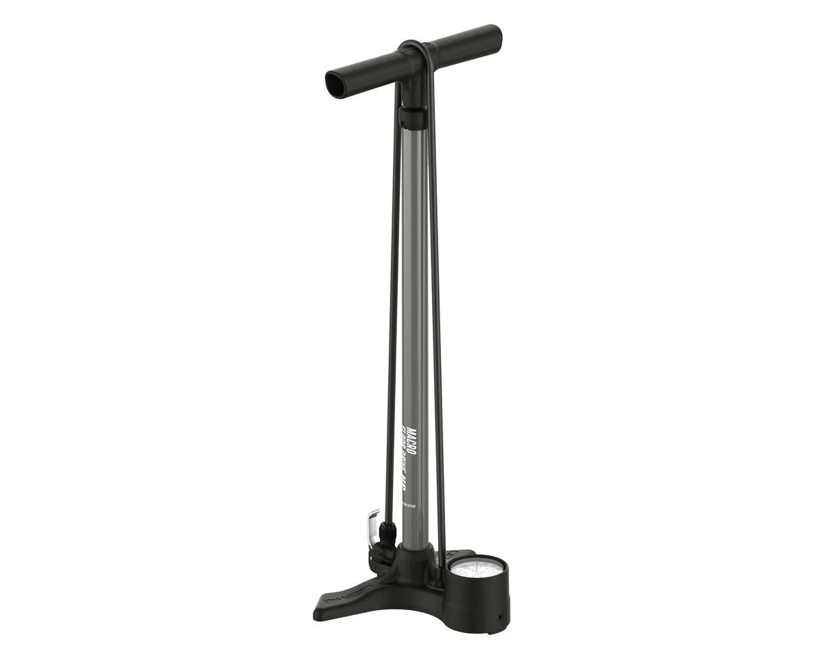 Lezyne Macro HP Floor Drive Floor Pump (Flat Grey) (Dual Valve Pump Head) (Presta/Schrader Valve Compatible)